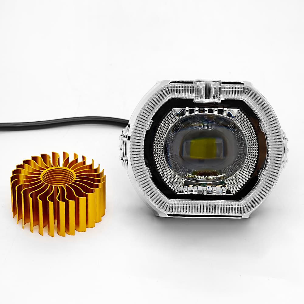 New Motorcycle LED Spotlights 3-Inch with Built-in Angel Eye Demon Eye Lens Headlight, Electric Vehicle Light Modification