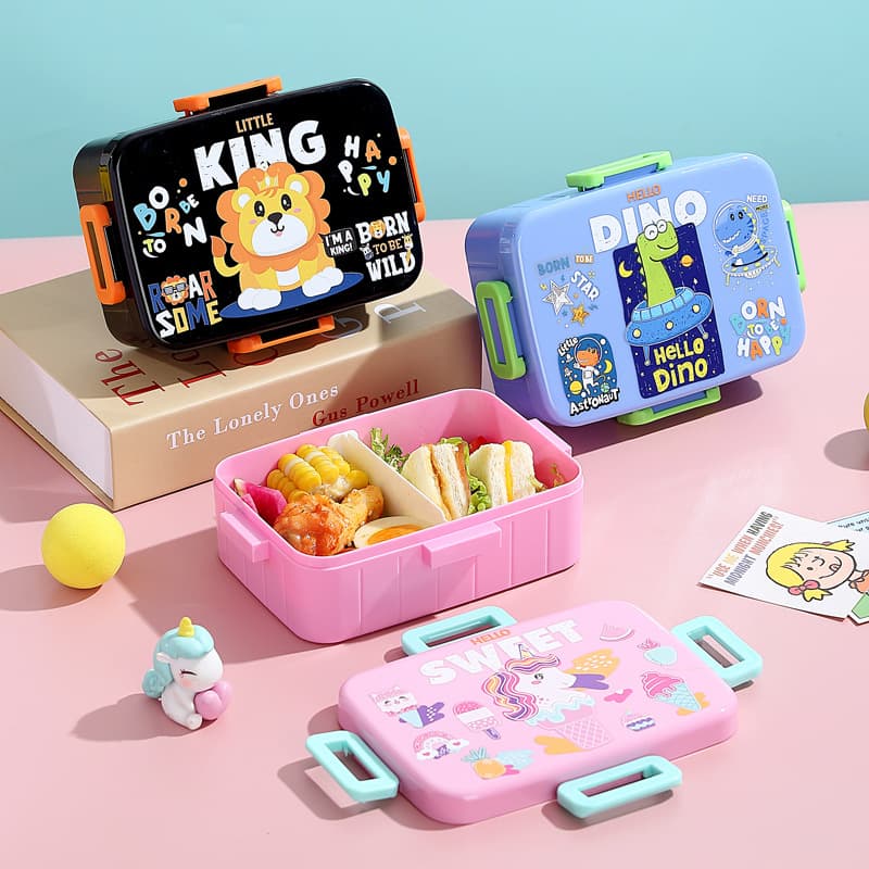New children's cartoon lunch box, good-looking student campus lunch box, can be divided into outdoor picnic fruit snack box