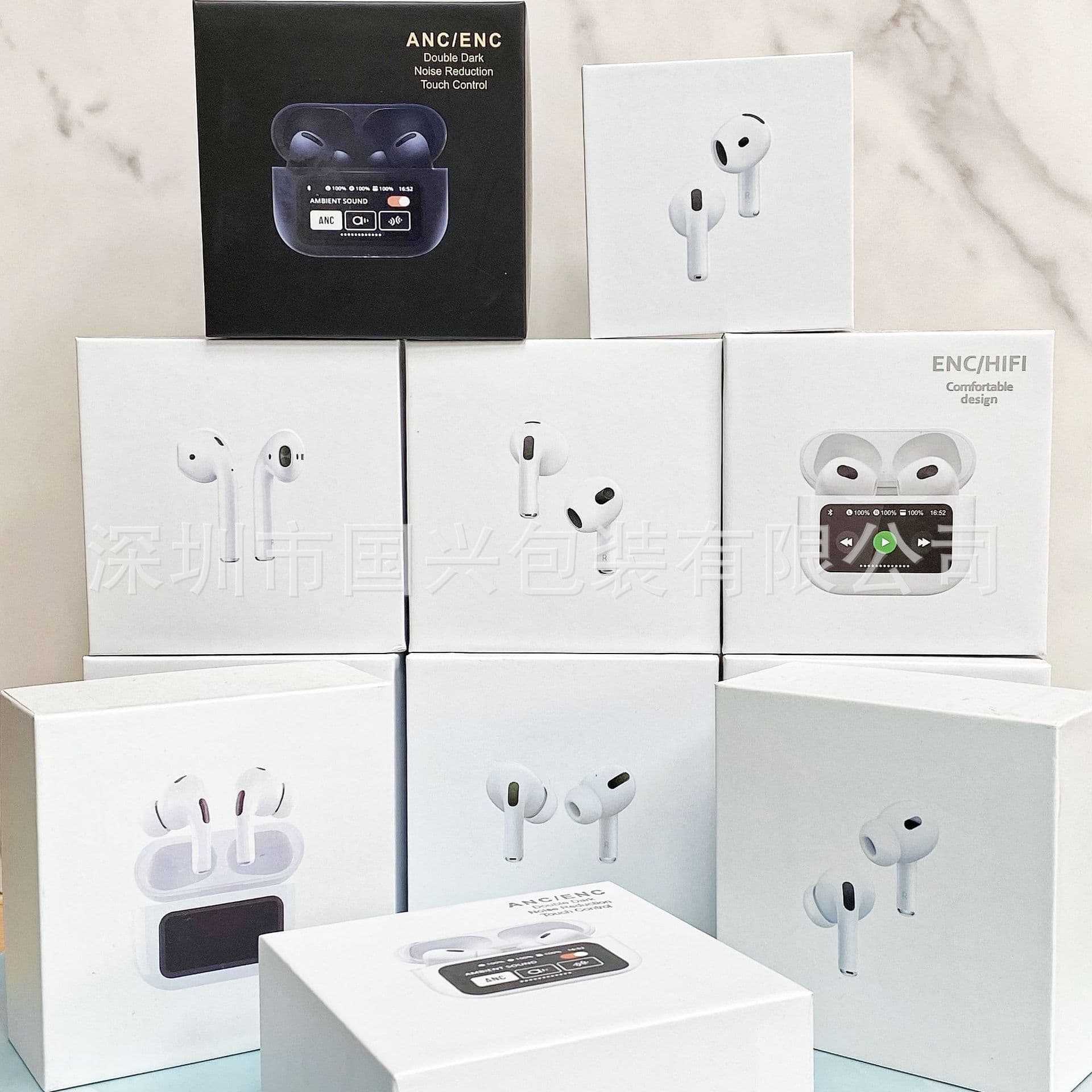 Universal Top and Bottom Lid Packaging Boxes for 2nd, 3rd, 4th, 5th, 6th, and 7th Generation Neutral Airpods Pro Bluetooth Earphones A9 A10