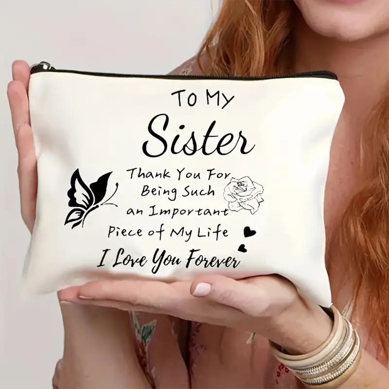 Canvas Cosmetic Travel Bag with Zipper, Makeup Pouch, Cosmetic Bag, School Student Pencil Case Organizer