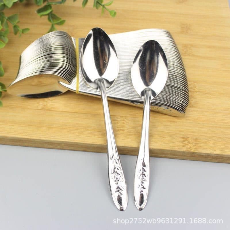 Stainless Steel Commercial Small Spoon Watermelon Spoon Long Handle Spoon Fruit Stall Spoon Disposable Iron Spoon Wholesale