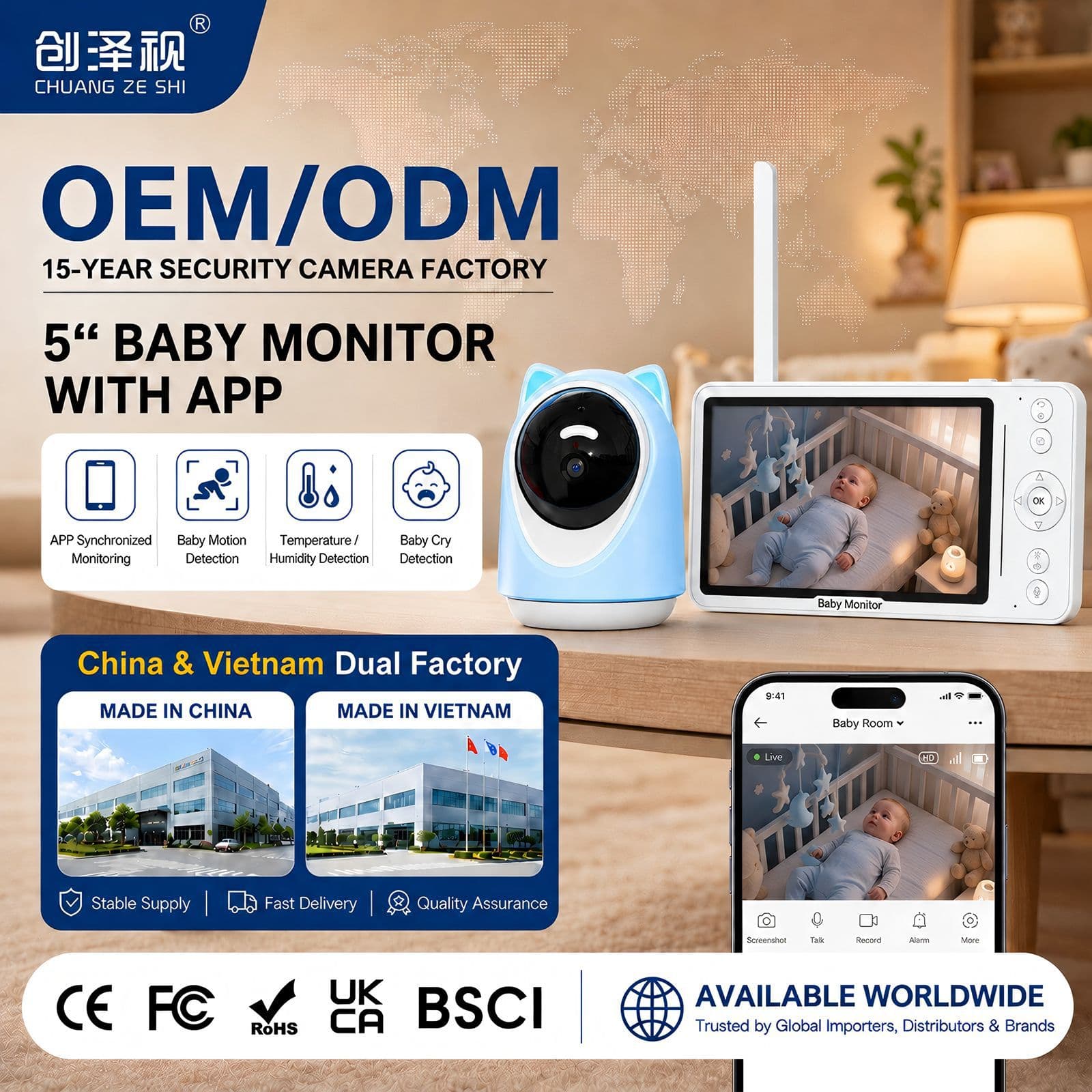 Cross-border 5-inch Screen Baby Monitor Dual Mode HD Tuya Baby Care Kit