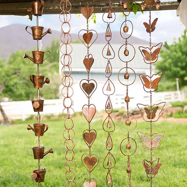 Independent Station Steel Leaf Rain Chain Heart-shaped Butterfly Metal Rain Chain Garden Ornaments