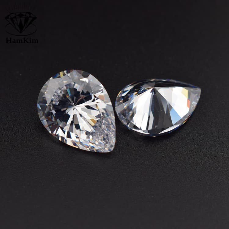 White Pear Shape Drop Zircon Loose Stone Point Bottom CZ Gemstone Ring Earring Pendant Setting Main Stone Wuzhou Factory