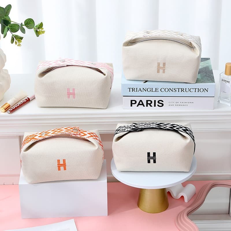 H Brand Lunch Box Bag Travel Toiletry Bag Canvas Handheld Cosmetic Bag Portable Women's Cosmetic Storage Bag Wholesale
