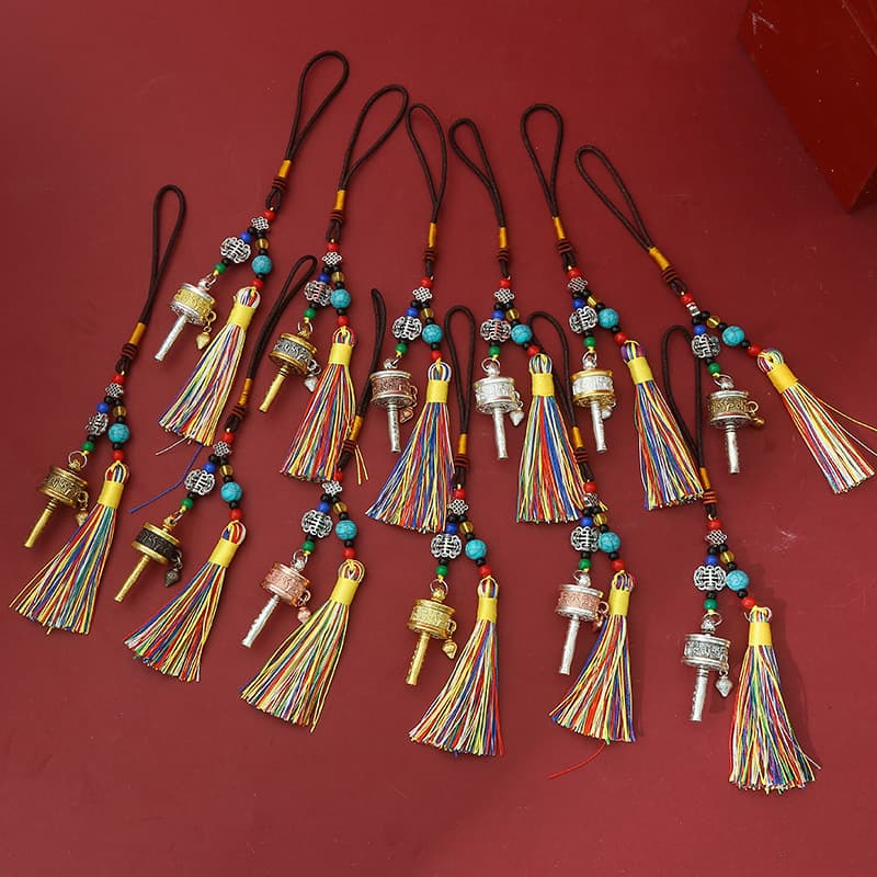 Source manufacturer: Tibetan six-character mantra, hand-cranked wheelable pendant, luggage, waist plate, car hanging tassel keychain, accessories