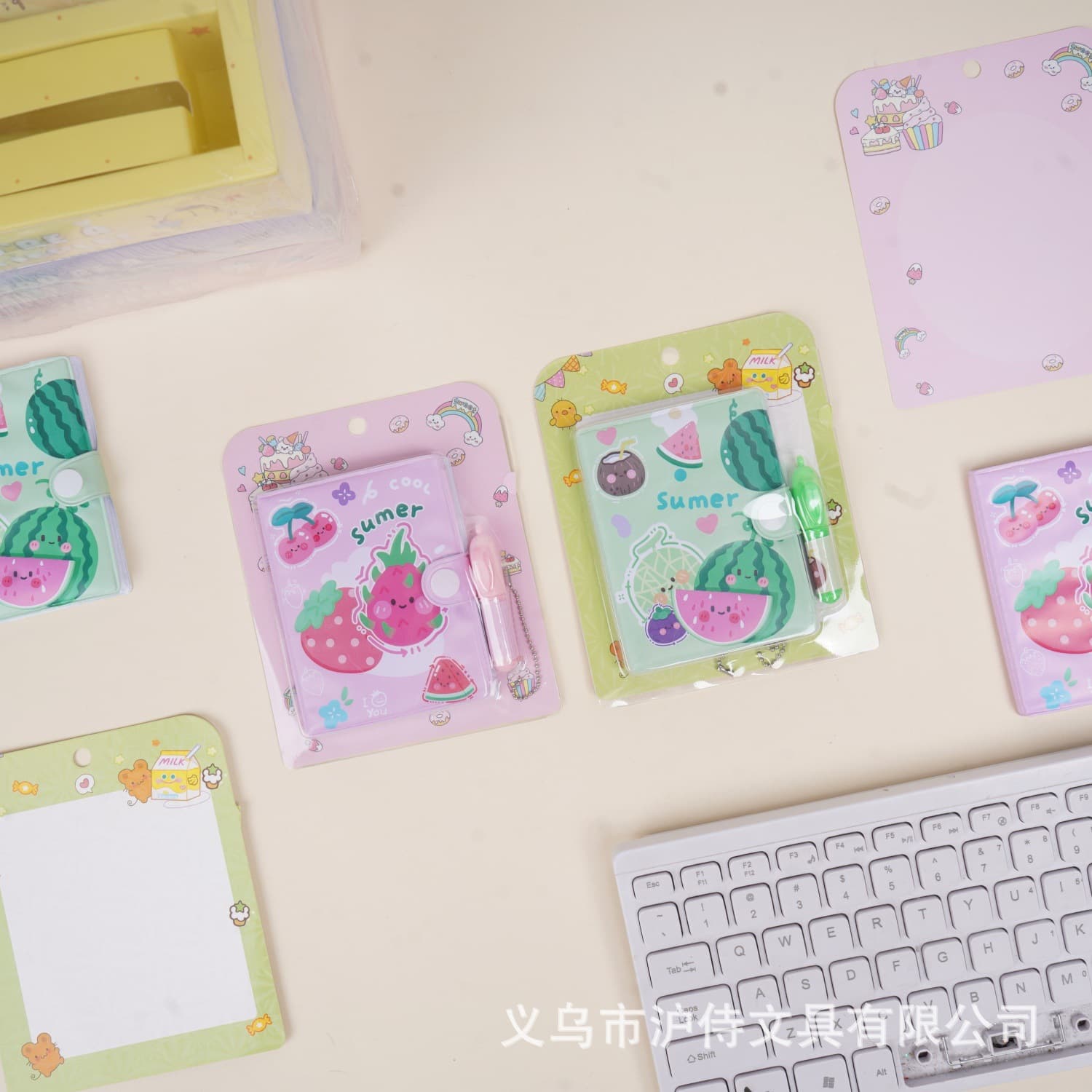 Hot selling cute fruit pen small creative simple portable diary mini ballpoint note pad
