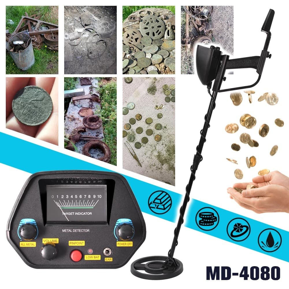 MD-4080 Metal Detector High Precision Treasure Hunting Detector with Sound Alarm for Finding Lost Metal
