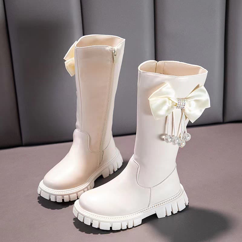 Girls' Long Boots Princess Fashion Stylish Boots Children's Tall Boots Autumn Winter New Soft Sole Leather Boots