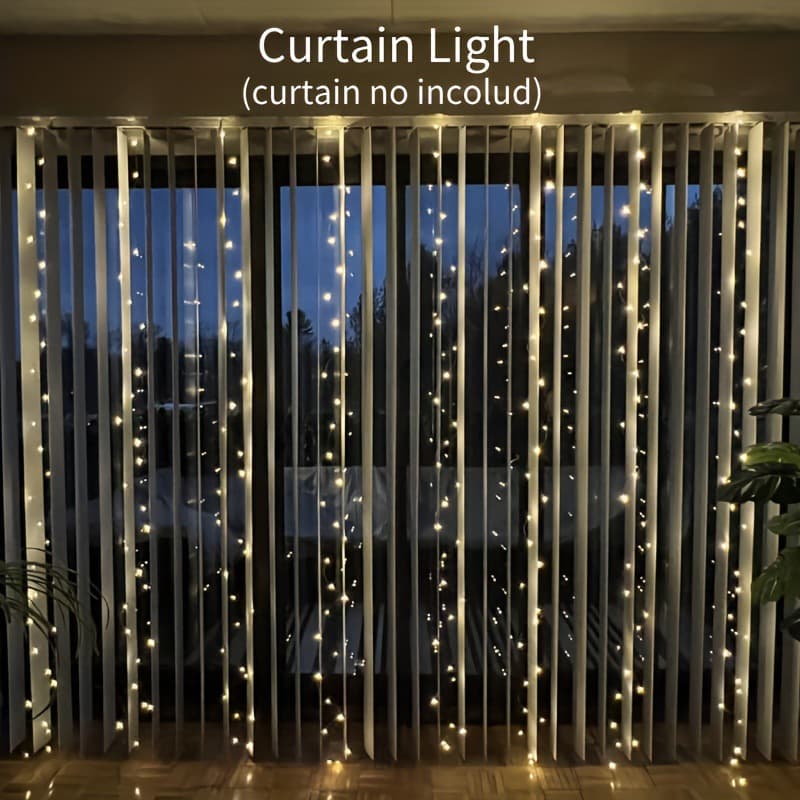2026 New Model Cross-border Dropshipping Warm White Curtain Lights 1x300 LED Warm Tone