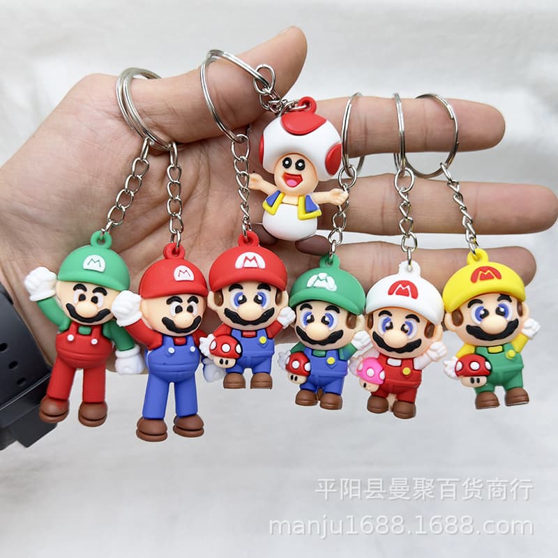 Mario Keychain Figure Pendant Mini Doll Super Mario Car Keychain Charm Cartoon Mario