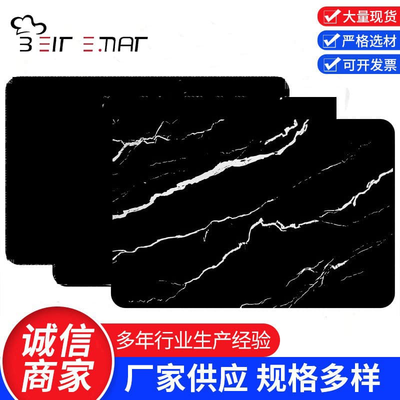 Genuine 53*61 Rounded Corner Japanese Korean Heat Resistant Mat, Extra Large Black Bottom Silicone Induction Cooker Mat