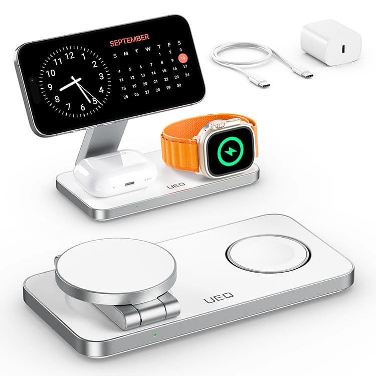 Cross-Border Best-Selling 3-in-1 Magnetic Wireless Charger Compatible with iPhone 12-16, Watch, and Earphones