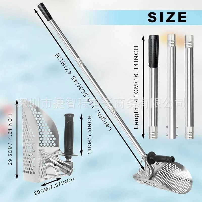 Beach sand shovel metal detector sand shovel treasure detection 304 stainless steel handle tool gold panning detection shovel