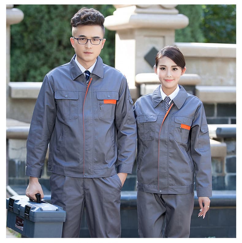 Spring/Autumn Long Sleeve Work Uniform Sets: Stain-Resistant, Durable with Reflective Strips for Factories, Construction Sites, and Auto Repair