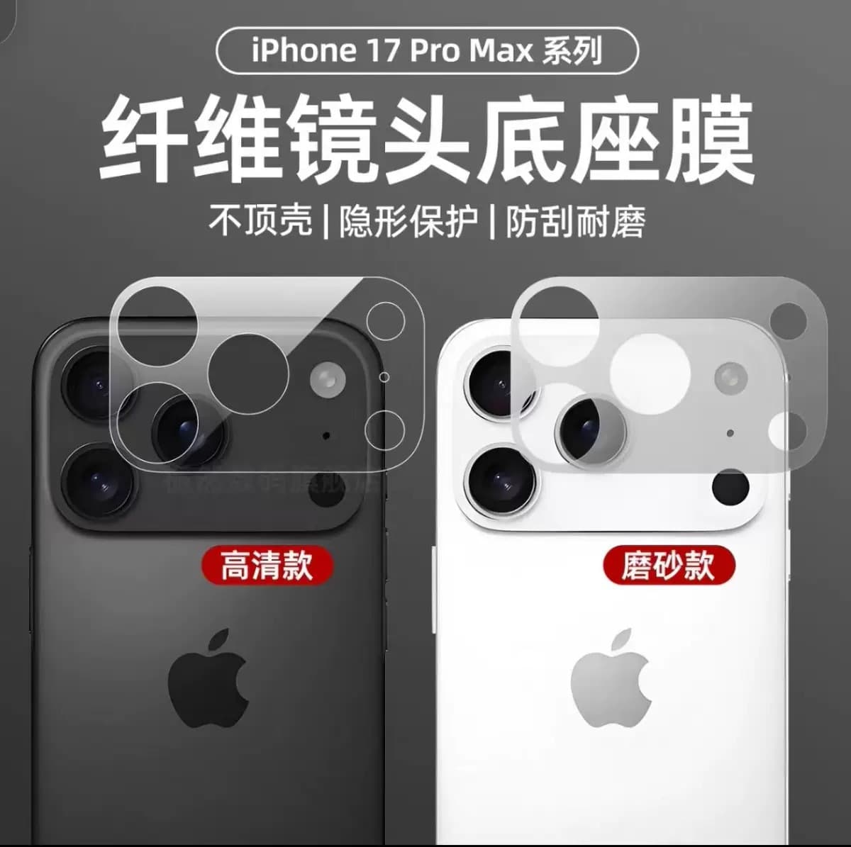 Compatible with iPhone 17 Pro Transparent Base Lens Film, Apple 17 Pro Max Frosted PET Full Coverage One-Piece Screen Protector