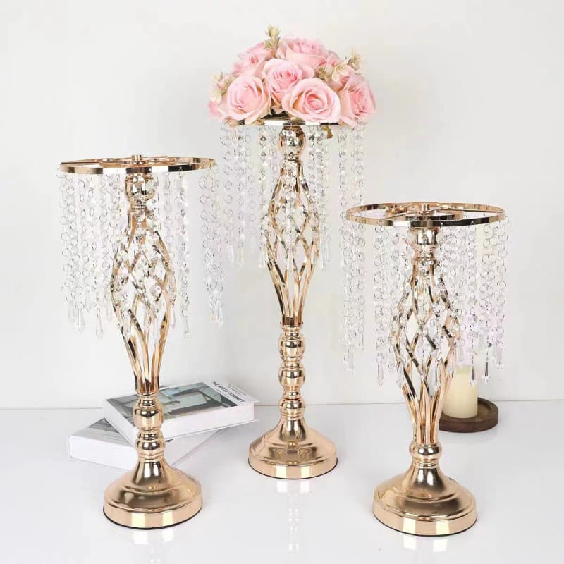 European decorative ornaments wedding props crystal flower stand wedding road flower guide metal iron electroplating flower arrangement flower stand