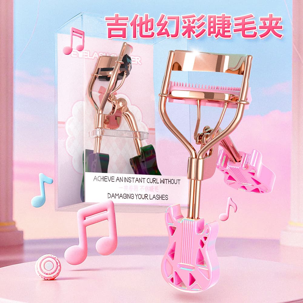Guitar handle eyelash curler new product color box packaging does not clip the eyelids and does not damage the eyelashes, fits the eyelash curler