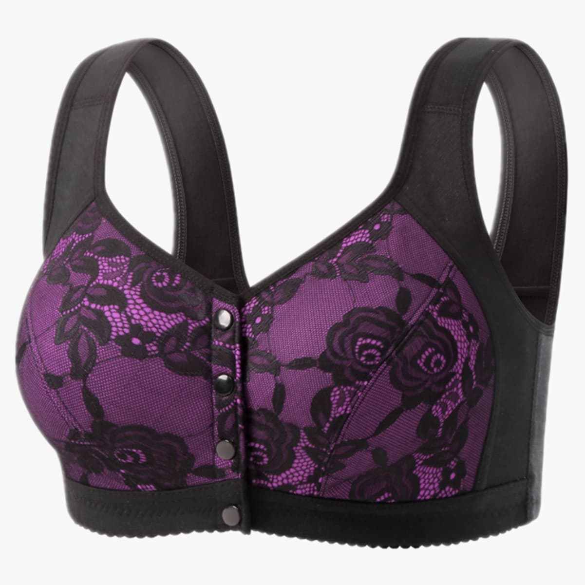 Middle-aged and elderly front-clasp vest-style mother's bra, comfortable women's bra, plus-size wire-free brassiere