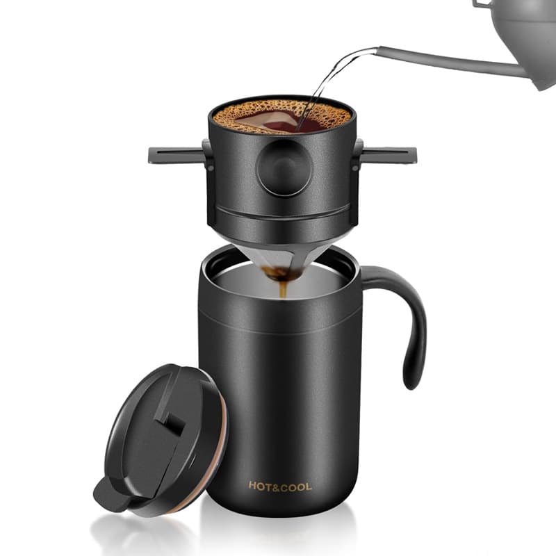 Outdoor Portable Hand Brew Coffee Cup, Stainless Steel Insulated Cup, Portable Travel Cup, Home Coffee Cup Drip Set
