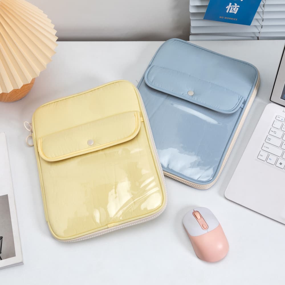 Korean Style Girl Large Capacity Laptop Bag, Snap Button Vertical Design Tablet Inner Bag, iPad Portable Storage Bag
