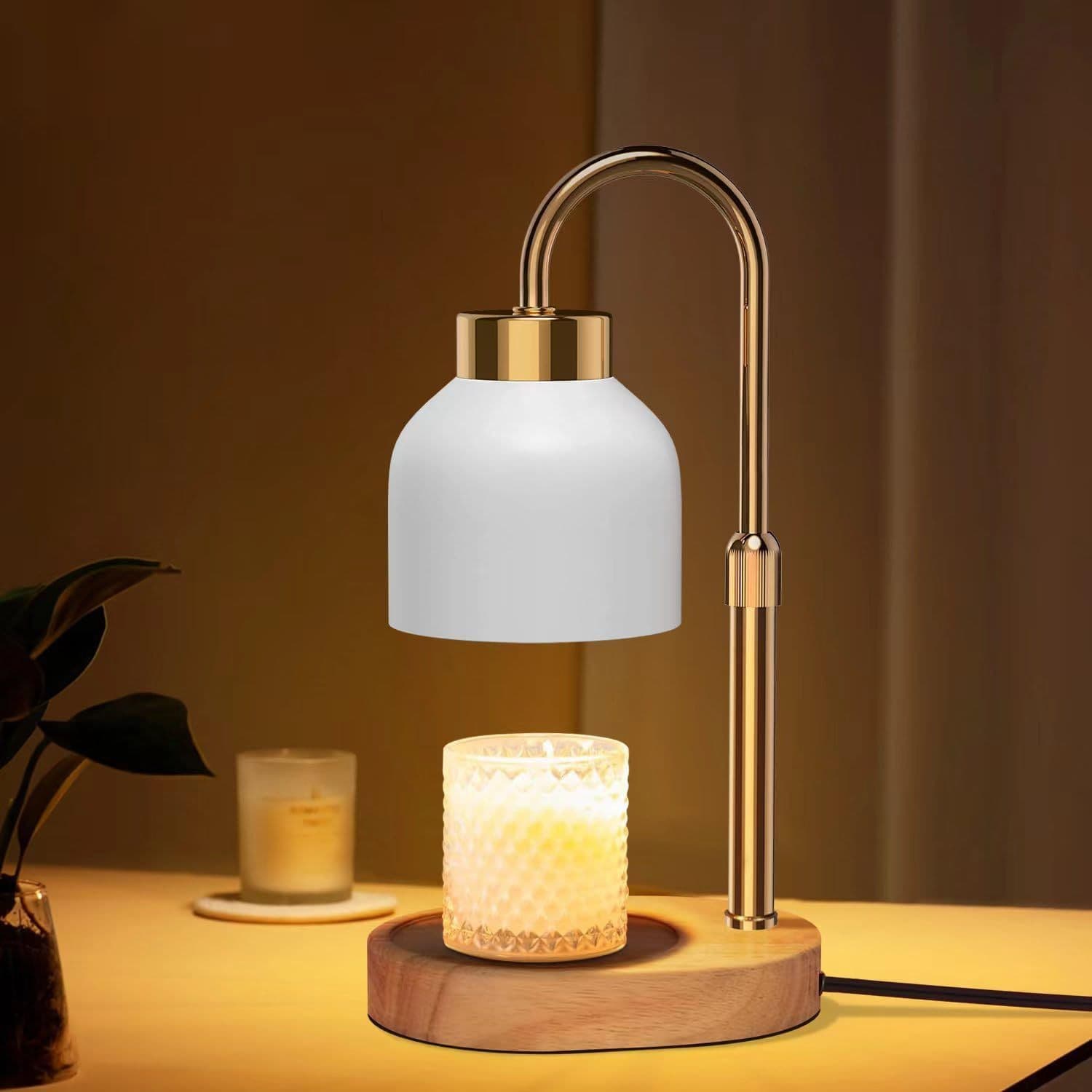 New Amazon Fireless Liftable Aromatherapy Melted Wax Lamp Solid Wood Aromatherapy Essential Oil Melted Candle Bedroom Atmosphere Table Lamp