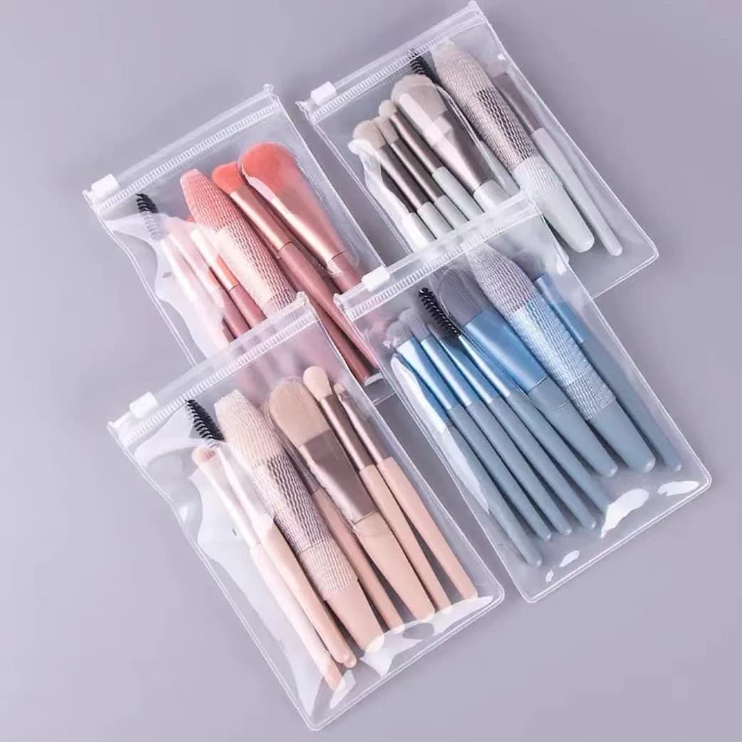 New Small 8-Piece Makeup Brush Set with Pouch, Portable and Easy to Use, Blush Brush, Eyeshadow Brush, Highlighter Brush, Lip Brush