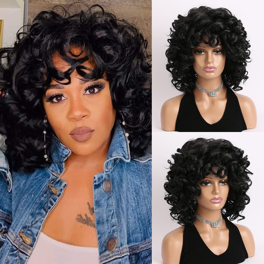 AliExpress Fashion Cross-border European and American Wig Small Curly High Temperature Synthetic Fiber Wig Cap for Women In Stock Drop Shipping