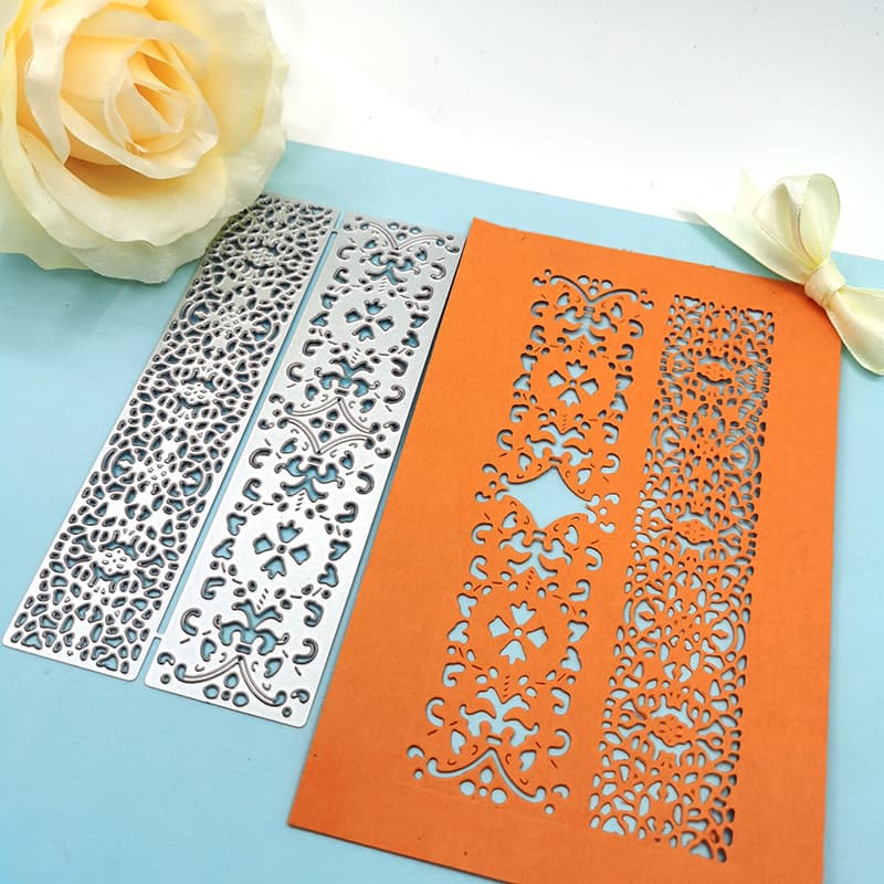 Scrapbook DIY Steel Die Cutting Mold for Kids Embossing, Two Background Flower Ribbon Set