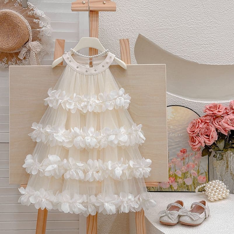 Girls Summer Dress for Big Kids Princess Flower Fairy Cake Dress Puffy Tutu Lolita