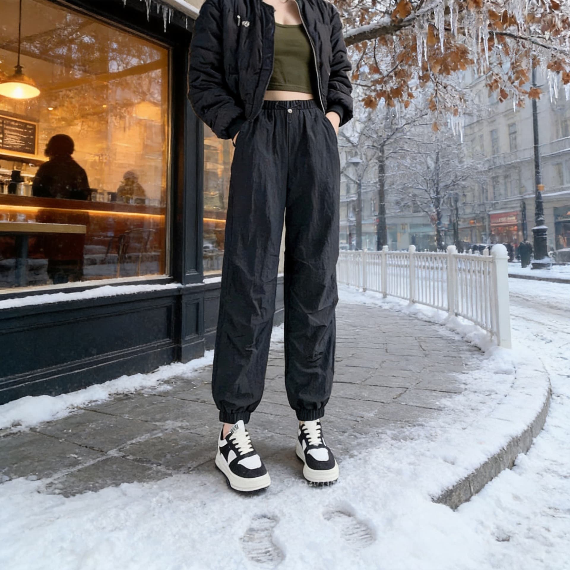 Chenguang Xiuyi White Duck Down Cotton Pants Women's 2026 Winter New Crinkle Elastic Cuff Casual Long Pants Outerwear Warm
