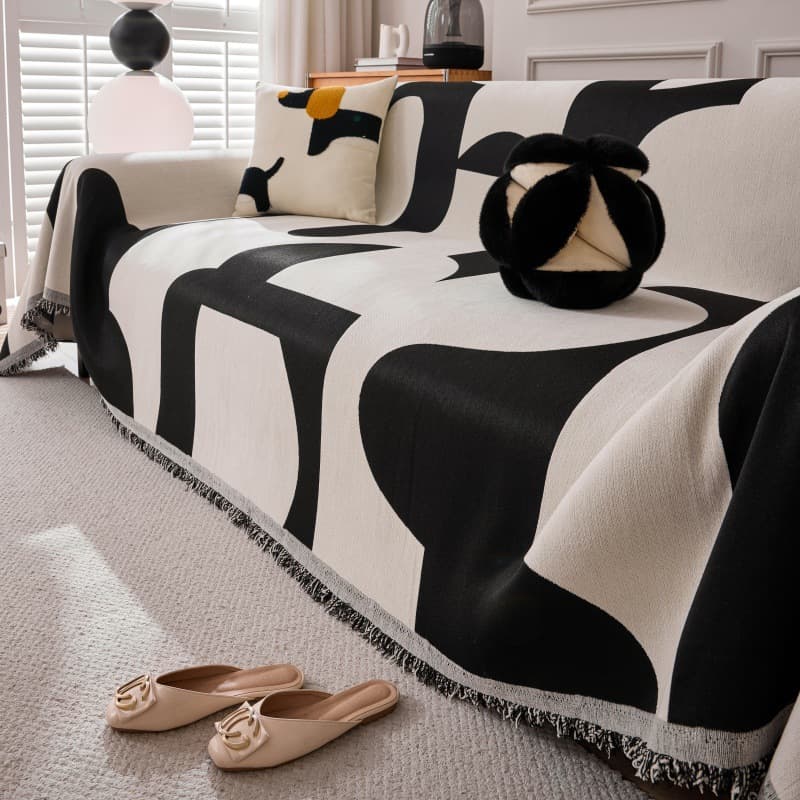 Luxurious Sofa Cover Cloth Cat Claw Proof Sofa Blanket Modern Minimalist Style Geometric Pattern Suitable for All Seasons