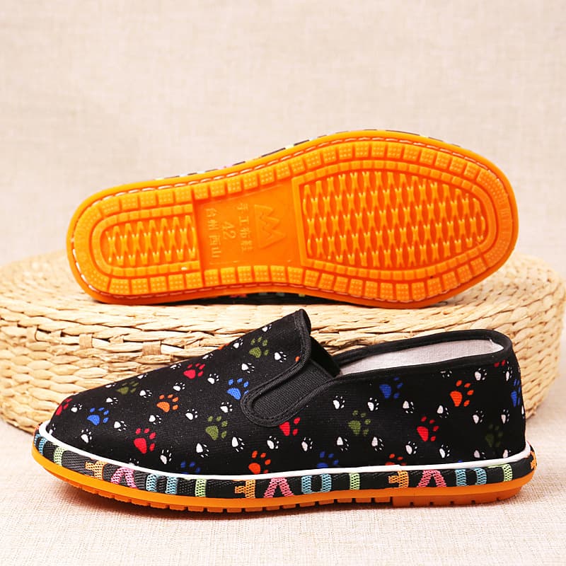 Men's and Women's Casual Cloth Shoes with Cowhide Sole, Black, Old Craft, Loafer Style, Breathable and Durable for Work and Driving, Wholesale