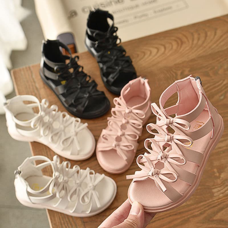 Girls' Soft Leather Roman Sandals Korean Style Princess Sandals 2025 Summer New Baby Sandals Trendy