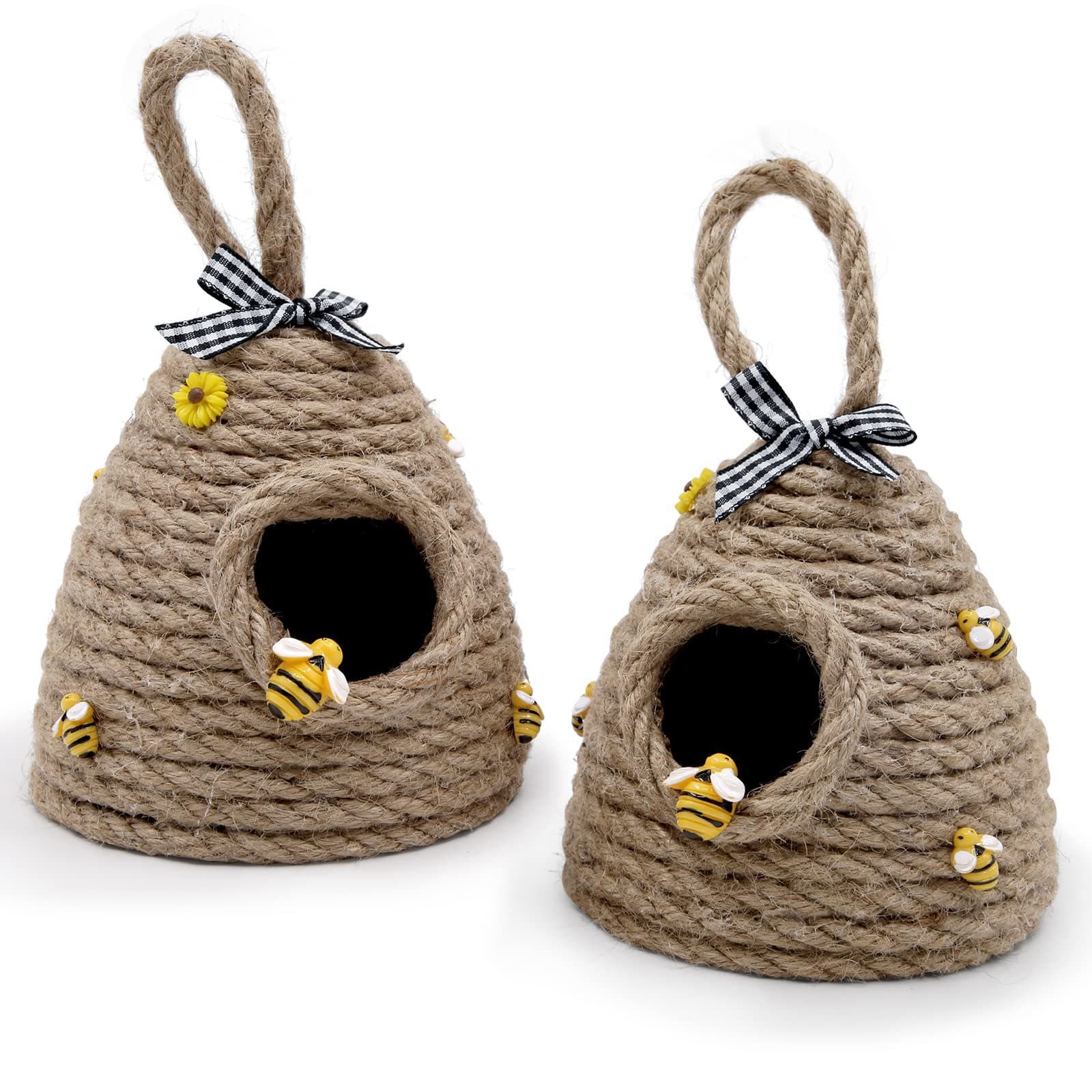 2022 new round honeycomb pendant, Bee Festival woven hemp rope craft, balcony home hanging ornament, circular pendant.