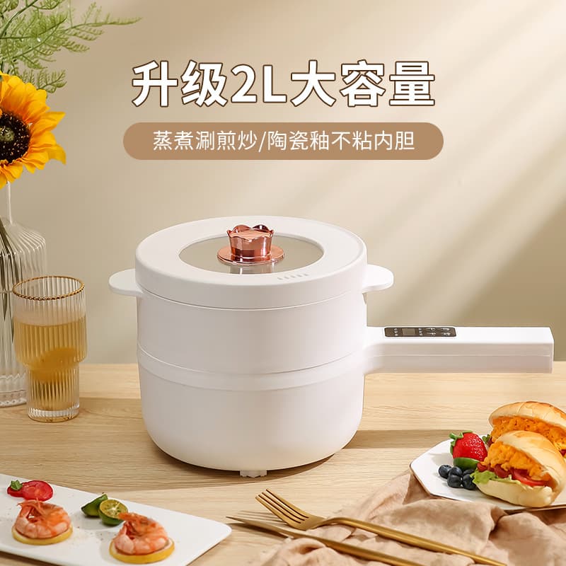 Electric cooking pot, multi-functional household mini electric cooker, dormitory/student pot, small frying, stir-frying, steaming, instant noodle pot, electric hot pot