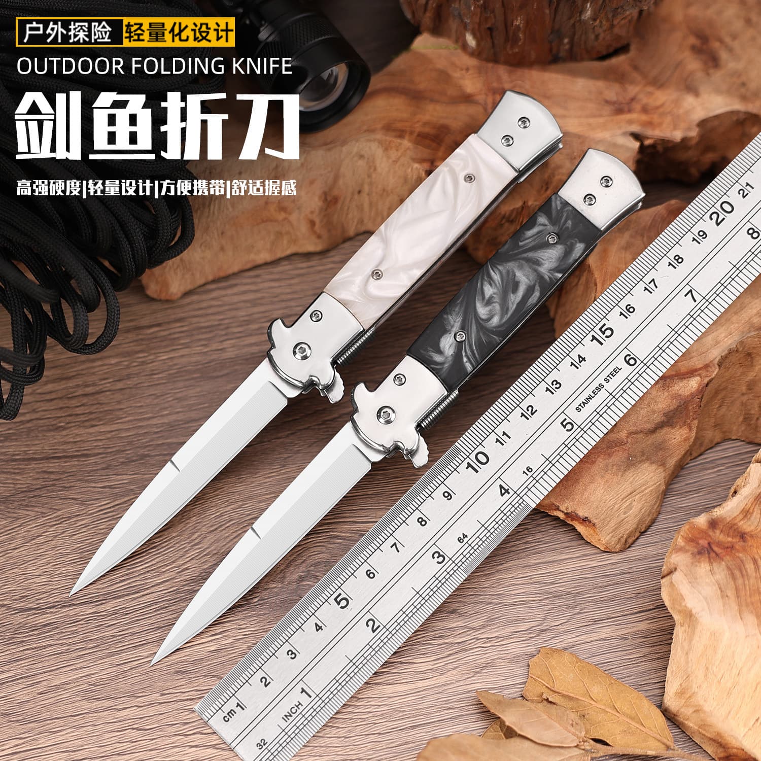 Cross-border popular outdoor folding knife, outdoor camping tactical knife, barbecue meat cleaver, box opener, stainless steel folding knife