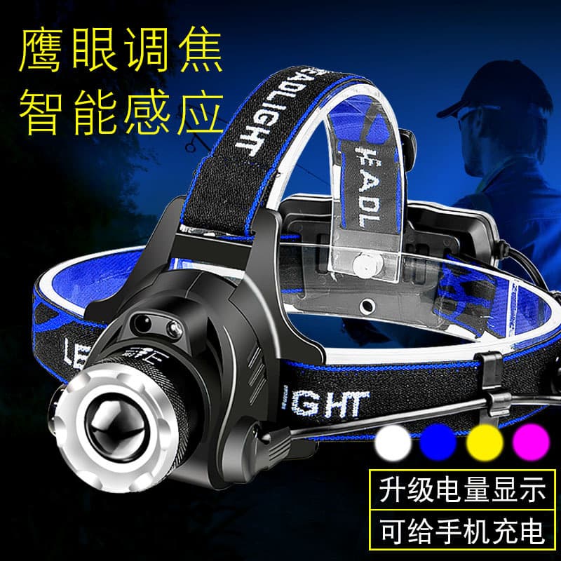 Headlamp with Motion Sensor, Rechargeable Super Bright Long-Range LED Headlight for Fishing and Mining, Cross-Border Wholesale