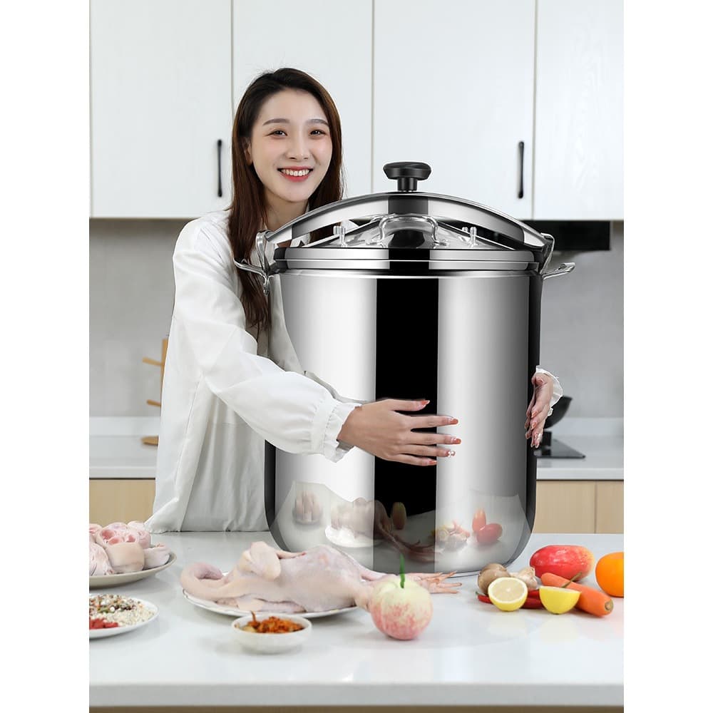 Commercial 304 Stainless Steel Explosion-Proof Pressure Cooker, Large Capacity, Suitable for Canteens and Restaurants, Compatible with Induction Cookers