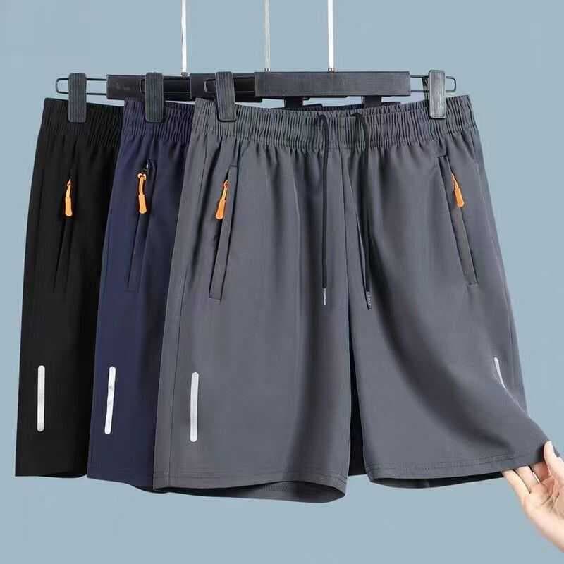 Summer Ultra-Thin Quick-Dry Men's 5-Inch Shorts, Trendy Sports Shorts with Zipper, Loose Casual Running Ice Silk Pants