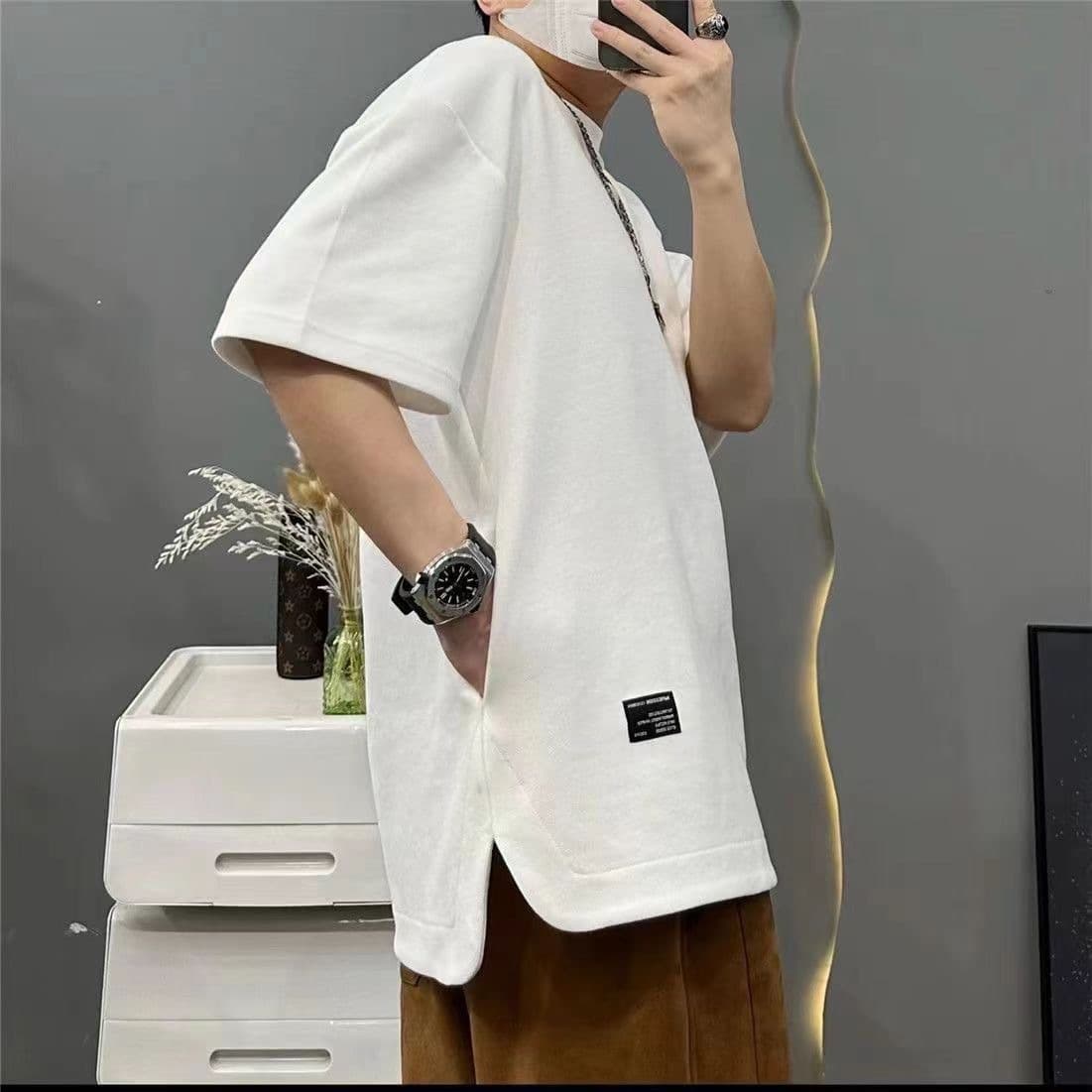 Hidden Pocket Half Sleeve Top Cool Breathable Men's Short Sleeve Round Neck Summer Fashionable Loose Plus Size T-Shirt