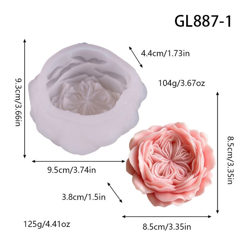 3D Rose Aromatherapy Candle Silicone Mold for Fondant Cake Decoration, Handmade Soap, and Scented Stone Mold