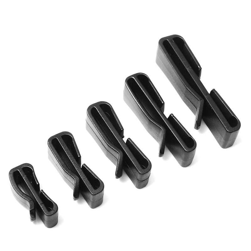 Black webbing end clips, outdoor belt clips, belt adjusters, luggage accessories 20~50mm