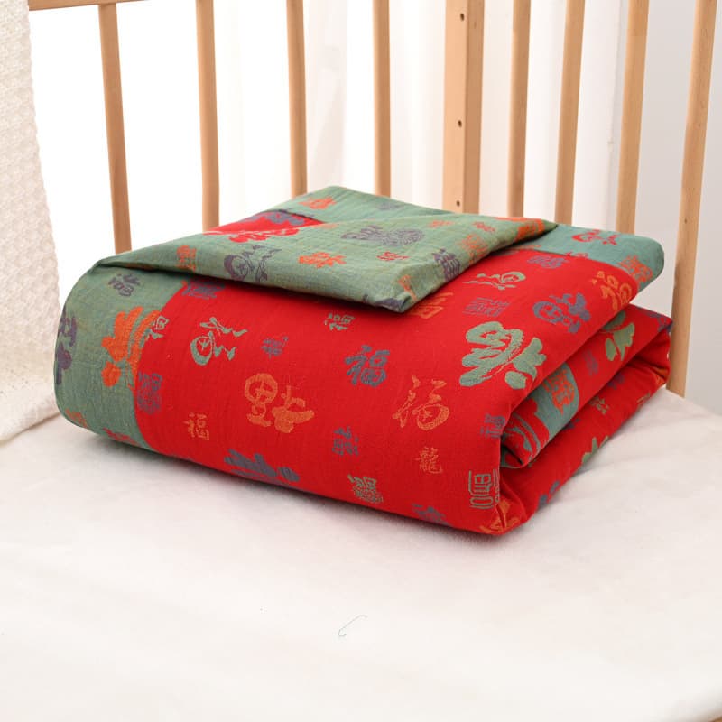 Infant Hundred Blessings Blanket Set, Pure Cotton Thin Red Swaddle for Newborns, Discharge Wrapping Cloth and Carry Blanket