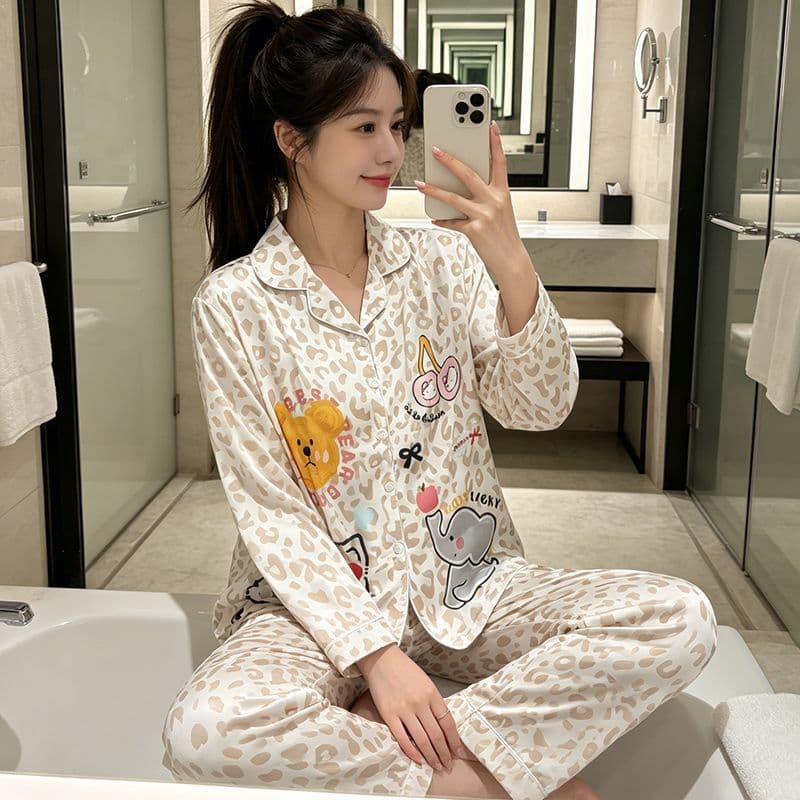 2026 Autumn Winter New Internet Celebrity 280 Jin Plus Size Ice Silk Japanese Cartoon Cute High-End Loungewear Pajamas Women
