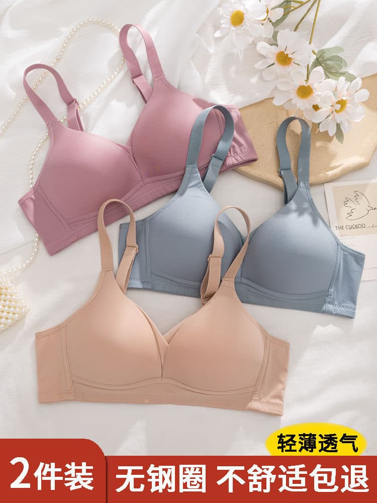 Women's Wire-Free Non-Padded Seamless Comfortable Breathable Gather Push-Up Bra for Middle-Aged and Elderly Women Thin