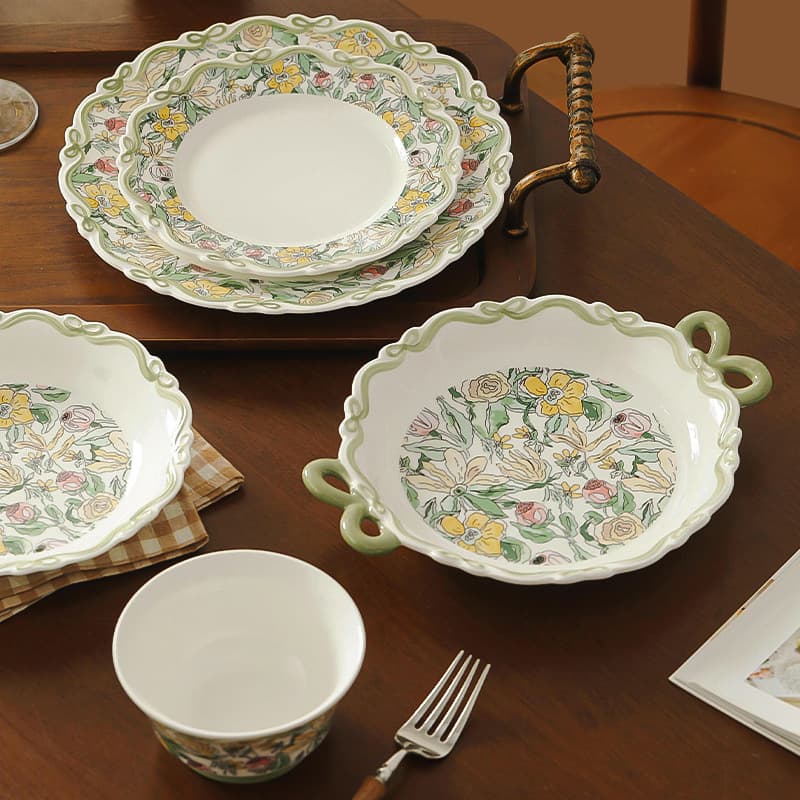2026 new underglaze color ceramic dishes and tableware set household ins style small fresh rice bowl set housewarming gift