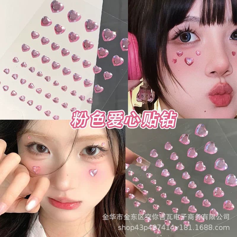 Heart Diamond Laser Crystal Phone Stickers, Girly CCD Decorative Stickers, Children's Day Stage Makeup Stickers