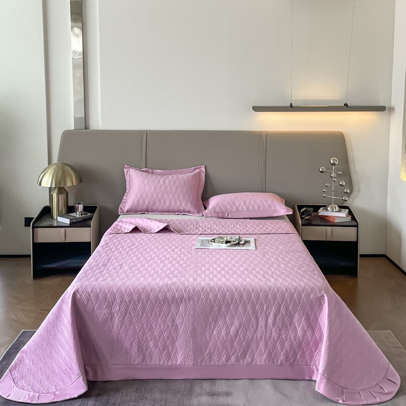 Class A 60s Cotton Bed Cover 3-Piece Set, All-Season Korean Style Quilted Solid Color Sheet, Double-Sided Pure Cotton Quilted Bed Cover