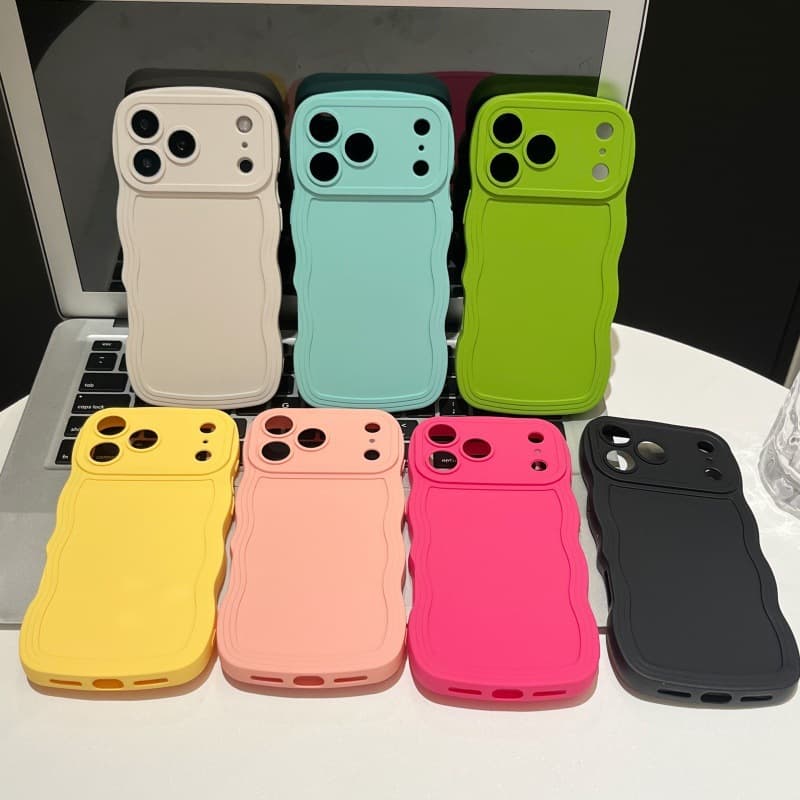 Liquid Wavy iPhone 17 Pro Max Case Compatible with Apple 16 Pro Candy Color 15 Simple 14 Soft